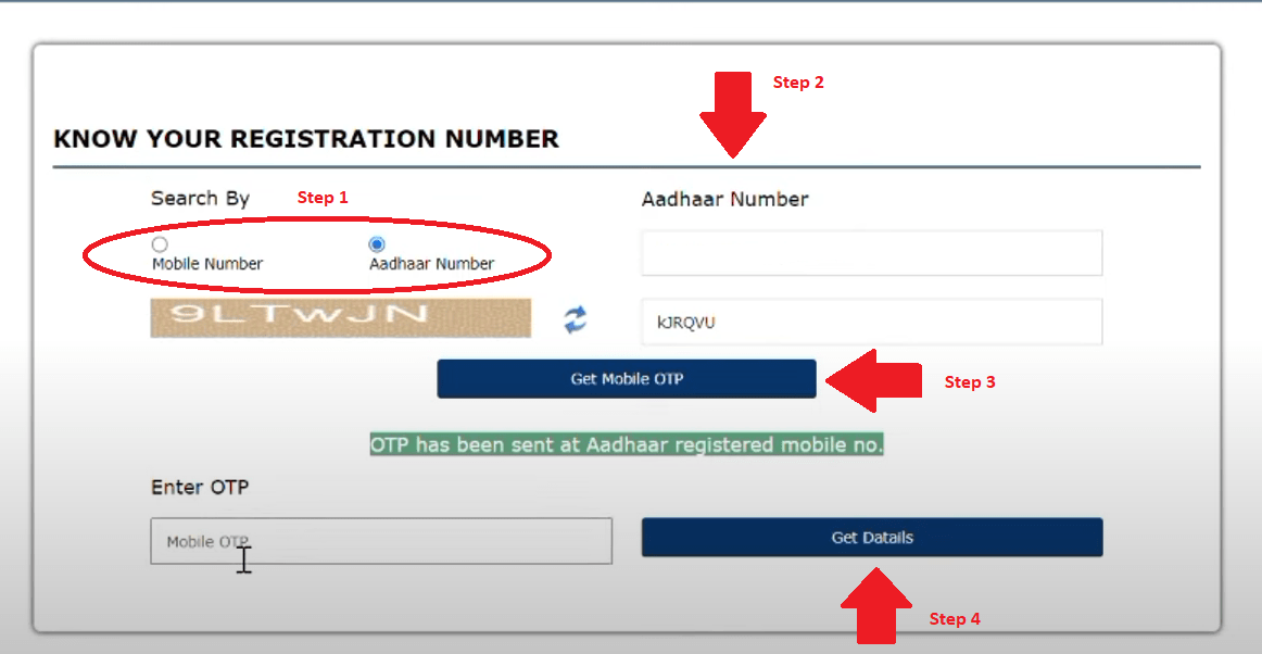 Know your Registration Number